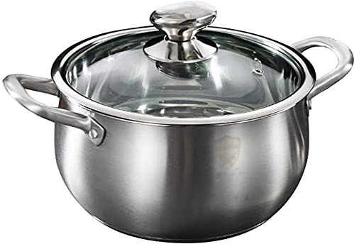 Olla para Sopa con Tapa De Vidrio, Olla para Sopa De Acero Inoxidable, Olla para Estofado De Gran Capacidad para El Hogar Engrosada, Universal para Cocina De Inducción De Gas-18 * 10cm