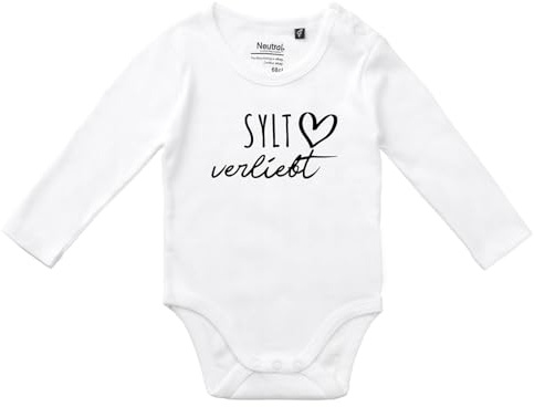 Huuraa Baby Body Sylt verliebt 68 White Bio Baumwolle Fairtrade Langarmbody Geschenkidee