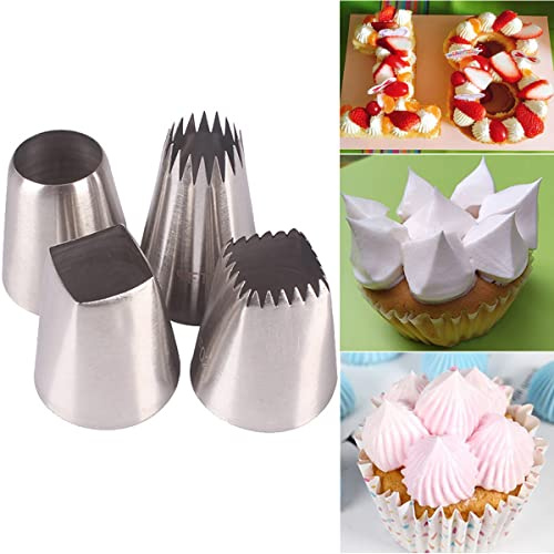 Juego de puntas grandes para decoración de pasteles con puntas redondas cuadradas y redondas para pastelería para glasear, cupcakes, galletas, eclesiones, churros