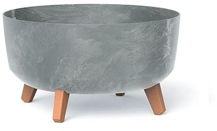 Blumentopf mit Füßen Pflanzkübel - 20,7 x Ø 38 cm - Blumenkübel Beton Effect Gracia, Grau, DGRL400LE