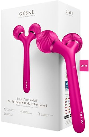 GESKE | SmartAppGuided™ Sonic Facial & Body Roller | 4 in 1 | Derma Roller | Gerät für Gesicht und Körper | Professioneller Gesichtsroller | Strafft und definiert Körper und Gesicht