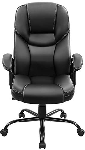 costoffs Adjustable High Back Ergonomic Executive Office Chair, Black | Supportive high back, Height adjustment and swivel, Faux leather upholstery, Tilt function and armrests