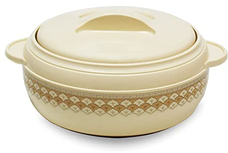 TABAKH Karishma 12-Liter Insulated Casserole Serving Bowl With Lid Food Warmer Cooler Hot Pot Storage Container Thermo Thermal Hotpot, White (12000ml)
