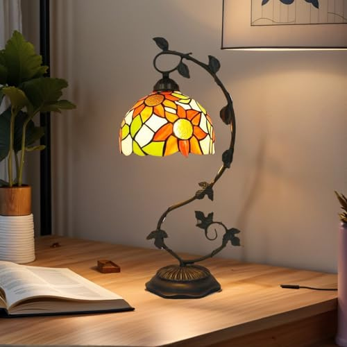Bidesen 8 Home Supplies Buntglas-handgefertigte Tiffany-vintage-nachttischlampen Für Wohnzimmer, Schlafzimmer Und Lounge-lampenschirm(Size:8inch,Color:C)