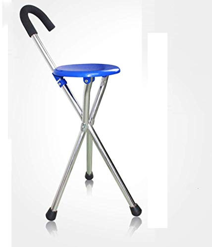 GGZONE Béquille Pliante Chaise Marche Jambes Canne Tabouret Sièges Acier Inoxydable Béquille Pliante Multifonction Bleu 50 * 21 * 84cm Beautiful Scenery