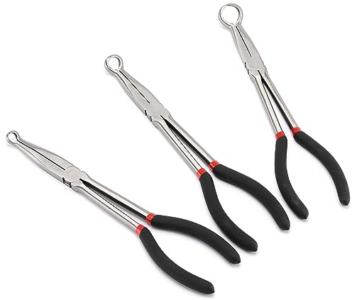 AIRTOON 3PC 11 Hose Gripper Plier Set, Spark Plug Removal Pliers, 5/16, 1/2 and 3/4 Hose Gripping Pliers for Easy Removal and Installation of Automotive Hoses and Fittings