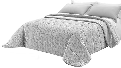 Tata Home Trapunta Coperta Piumone Invernale Caldissimo Imbottito 570 gr/mq in Pile Velluto 3D e Agnellato Sherpa Letto Singolo 1 Piazza 170x260 cm Made in Italy Modello Stone Grigio