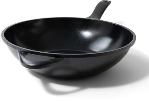 Alva 12 Inch Nonstick Wok Pan, Induction Compatible Flat Bottom Stir Fry Pan, PTFE- and PFOA-Free Ceramic Nonstick Wok, Dishwasher Safe, Fast Even Heating for Stir-Fry, Sautéing & Everyday Cooking