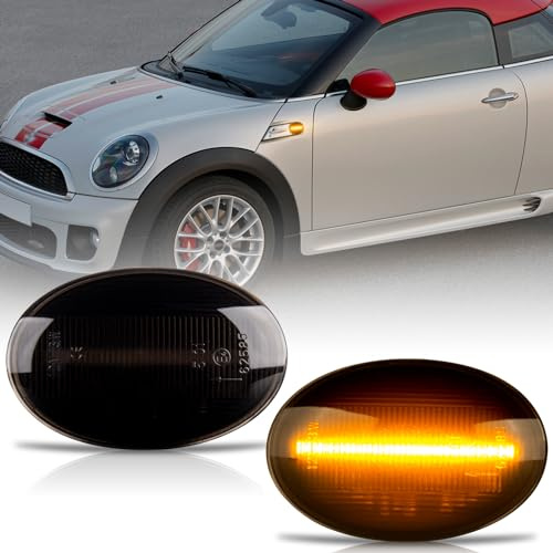 OZ-LAMPE LED Blinker Seitenblinker für BMW MINI Cooper R55 R56 R57 R58 R59, Blinker mit Canbus Fehlerfrei, 18 * 2835 SMD, Schwarz, CL-R56-LSM-SM