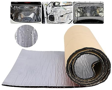 Self Adhesive Reflective Aluminium Foam Insulation 10mm Thick, 200x50cm Radiator Foil Reflector Sound Deadening Mat for Floors, Roofs, Garage Doors and Camper