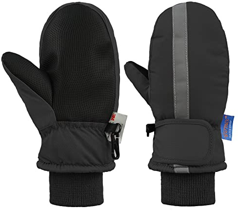 PONCEAU Handschuhe Kinder - Skihandschuhe Wasserdicht Winterhandschuhe Winddicht Fahrradhandschuhe Fäustlinge Kinderhandschuhe für Outdoor-Aktivitäten 4-11 Jahre Jungen Mädchen