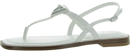 GUESS Femme Rainey Sandale Plate, White 140, 36 EU