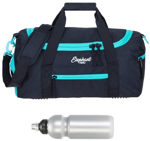 Elephant Sporttasche Kinder Hero 13017 Tiff Türkis + f | Tasche klein Jungen Mädchen Hero Signature mit Schuhfach Sport medium Schule Fitness Bag + Trinkflasche