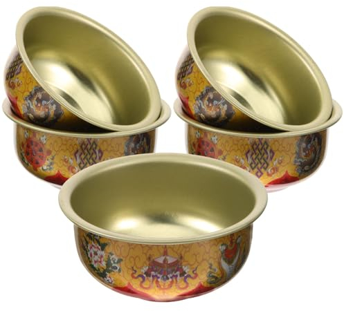 STOBAZA 5 Uds Cuencos De Diwali Cuencos De Ofrenda De Agua Budista Tibetano Cuenco De Vela con Luz De Té En Relieve Antiguo Regalo De Diwali para La Decoración De La Mesa De La Iglesia En
