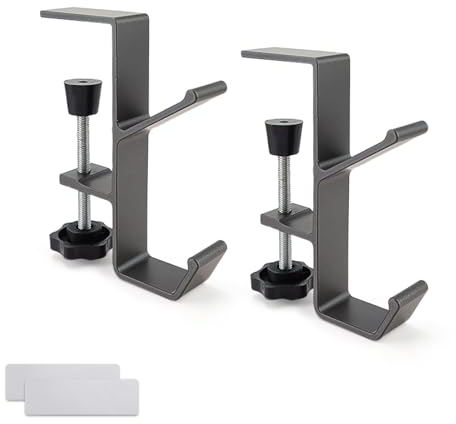 FINELYCR Taschen Halterung Tisch, 2-Teiliges Set Bag Holder Table, Verstellbar Tischhaken, Multifunktionale Halterung, Kopfhörerhalter den Schreibtisch für Schultaschen, Kopfhörer und Handtaschen