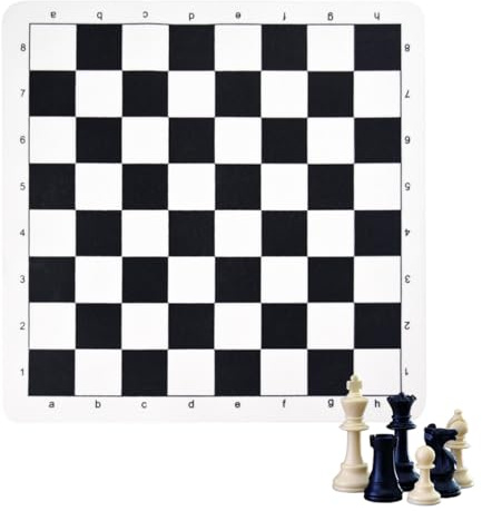 MenYiYDS 1 PCS FLAT CHESSBOARD, PORTABLE, INTERNATIONAL, EXPANDABLE CHESSBOARD, ARTIFICIAL LEATHER GAME BOARD, CHILDREN, TRAVELLING, BLACK AND WHITE, 43 * 43