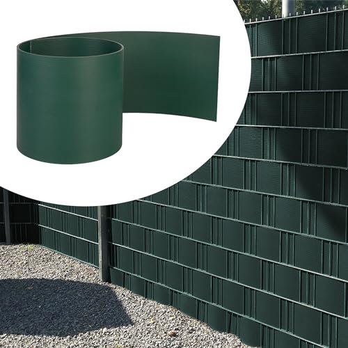 CEEDIR 10 Stück Hart PVC Sichtschutzstreifen für Doppelstabmatten 25m x 19cm Gartenzaun Zaunfolie Windschutzblickdicht Blickdicht Balkon, Grün