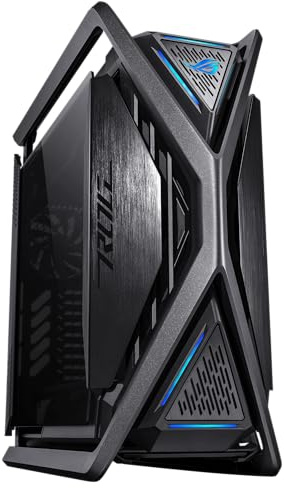 ASUS ROG Hyperion GR701 BTF Edition PC case, ASUS ATX BTF motherboards Support, 420 mm Dual Radiator Support, Four 140 mm Fans, Metal GPU Holder, Component Storage, ARGB Fan hub, 60W Fast Charging