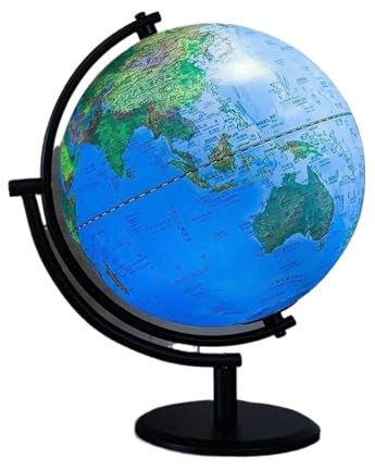 NTIYOU Globos geográficos Globo terráqueo de 8 Pulgadas, Globo de iluminación LED con Marco de Hierro, Globo de luz Nocturna for niños, decoración del hogar y la Oficina Estudio(20cm)