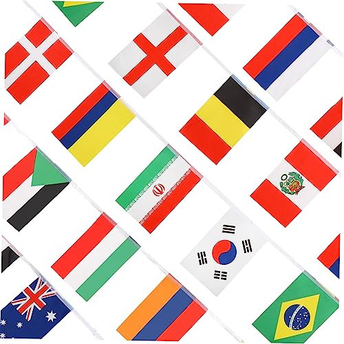 HOOTNEE 200 Stücke Welt Flaggen Wimpel String Sport Dekorationen für Outdoor Indoor Feier