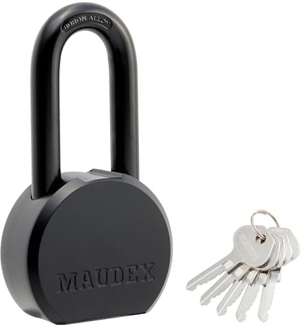 Maudex® PME65 Heavy Duty Padlock - High Security with Boron Alloy Shackle, Weatherproof Design, 5 Brass Keys. for Sheds, Gates, Containers & Outdoor Storage