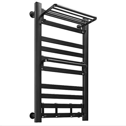 QRXALISA Scaldasalviette, Scaldasalviette Radiatore a Parete Scaldasalviette Radiatore scaldasalviette Nero Scaldasalviette Elettrico con termostato Radiatori elettrici per Bagno Scaldasalv