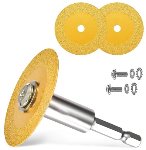 Kznifmk Vástago Hexagonal de 1/4 Pulg. con 2 Cuchillas de Corte de Diamante para Cortador de Tubos de PVC, Minidisco de Corte de Vidrio para Cortar Vidrio, A
