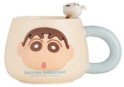 YY Taza de cerámica con forma de Shin-chan, taza de agua y leche, taza de té, taza de café, taza de cerámica para beber (azul)