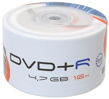 DVD+R 4.7GB 16X Retráctil - Pack de 50 Unidades para grabación de Video, Fotos y Datos. Ideal para Almacenamiento y copias.