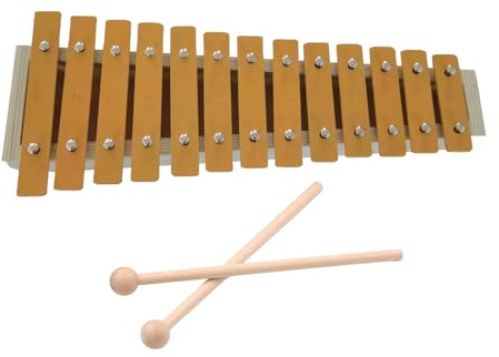 TARSHYRY 13 Notizen Glockenspiel Klassische Holzfarbe Xylophon Metallschlüssel Percussion Rhythmus Instrument mit Mällen Anfängerschüler