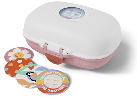 monbento - Caja Merienda Niños Gram blanco/rosa - Fiambrera Merienda sin BPA ideal para la Escuela, Picnics, Vacaciones - Snack Box Personalizable y Resistente - Rosa & Blanco