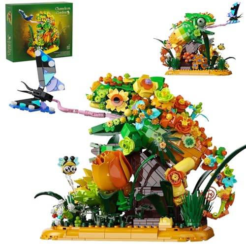 GXJTYYBS Ideas Chameleon Garden Blumen Klemmbausteine Bausteinen Tier,Kompatibel Mit Animal Geschenk für Film MOC Fans Erwachsene und Jungen ab 12+ 1092PCS