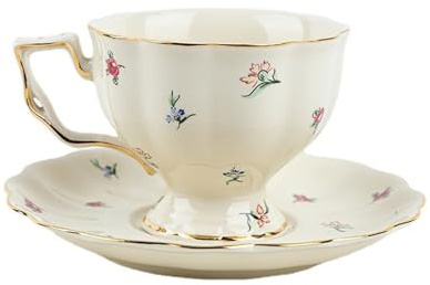 XYUERU Ensemble de tasses à café avec soucoupe, jolie tasse à fleurs, ensemble tasse à thé et soucoupe, tasses à thé et à élégantes, maison, bureau, fête