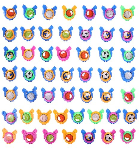 TOBBOMEY Juego de 50 Discos Voladores de Plástico Multicolor, Dispositivo para Lanzar Discos, Juguete Interactivo para Exteriores, Mini Platillos Voladores para Fiesta y Obsequio Infantil