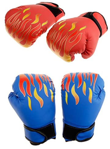 QLoztyse Guantes de Sparring para Niños en Taekwondo MMA Protección Manos Azul S, Azul y Rojo 7 Pulgadas