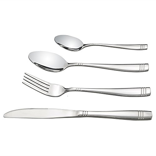 Dynko 24 Pieces Cutlery Serving Sets, Stainless Steel Dinner Cutlery Sets of 6