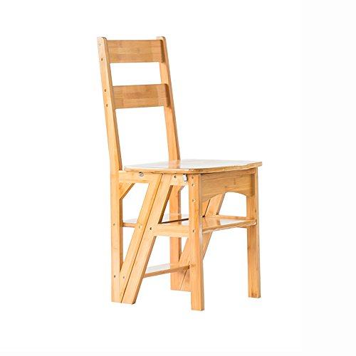 ZZHF Tideng Klapptritt/Tritthocker / Tritthocker aus Massivholz Ladder Multifunktions-Hocker mit vier Stufen Leiter Leiter Treppe Home Pine Move Ladder Holz Farbe 35 x 47 cm