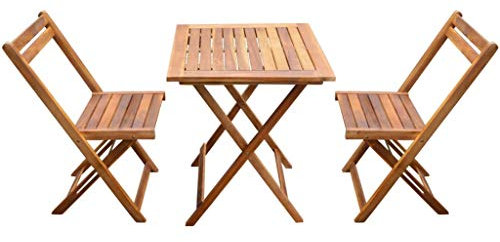 Festnight- Bistro-Set 3-TLG. Set aus Akazien-Massivholz | Klappbar Bistroset Bistrotisch Bistrostuhl | Gartenm?bel inkl. 1 Klapptisch und 2 Klappstühle | für Garten, Balkon oder Terrasse