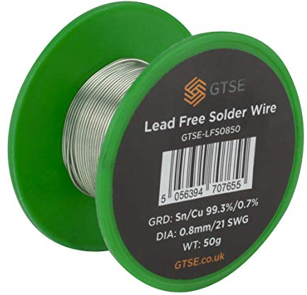 GTSE - Lötzinn - bleifreier Lötdraht mit Kolophoniumkern - Sn 99,3/Cu 0,7-0,8 mm - 50 g auf einer Rolle