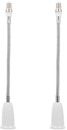 FRCOLOR 2 Stück E14 auf E27 Lampenfassungen Verlängerungen Lampenfassung Glühbirnenverlängerungen biegbarer Lampen-Adapter mit Schrauben Sockel verstellbar für Büro Zuhause Keller 29,5 cm