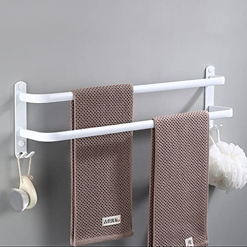 RETYOVE Weißer Handtuchhalter Wandmontage Mehrschichtiger Badetuchhalter mit Haken Weltraum-Aluminium Handtuchstangen für Badezimmer Hotelküche, zeitgenössischer Stil 2 Layer 50cm