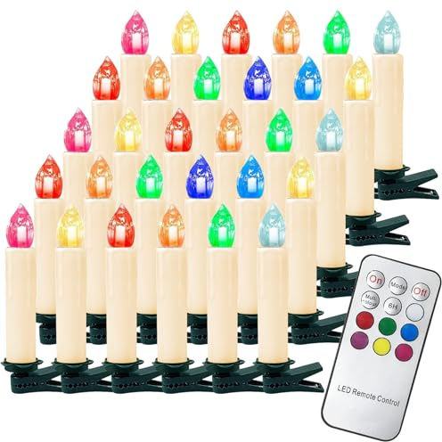Gotoll 40er LED Weihnachtskerzen RGB Bunt Christbaumkerzen Kabellos Kerzen mit Fernbedienung Timer Kerzenlichter IP44 Wasserdicht,Dimmbar Flackernde für Weihnachtsbaum Weihnachtsdeko