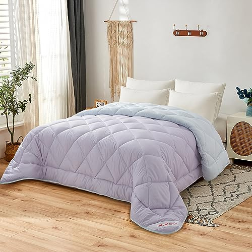 NH NOVOTEXTIL HOGAR Edredón Relleno Nórdico Cama 150 (250x270), Edredón Bicolor de Fibra 350 gr/m² - Nórdico Invierno Suave, Ligero, Reversible y Transpirable (Purpura/Ice)
