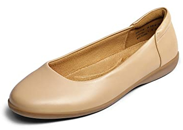 DREAM PAIRS Kvinnors Bekväma Balett Eleganta Arbetsskor, Rund Tå Glid på Kontorsskor, NAKEN, 38.5 EU
