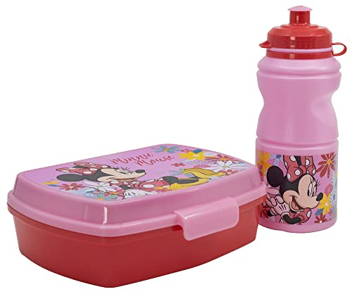 SET VUELTA AL COLE EN CAJA REGALO (BOTELLA SPORT EASY HOLD 380 ML Y SANDWICHERA RECTANGULAR) MINNIE MOUSE SPRING LOOK