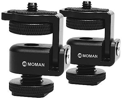 Moman Ball Head Cold Shoe Mount 1/4 Mini Adapter BH02 with 1/4-20 Thread for Camera Microphone LED Video Light Monitor (2 Pack)