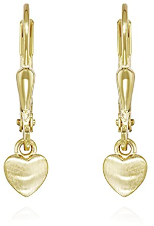 NKlaus Paar Herz Brisur Ohrhänger 333 Gelb Gold 8 Karat 5x4mm matt Damen Ohrringe 13293