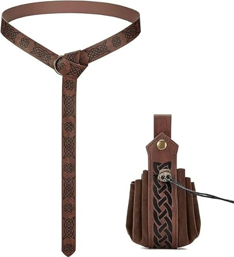 Mittelalter GüRteltasche, Ledertasche Mittelalter, Mittelalterliche Lederbeutel, Vikinger GüRtel, Mittelalter GüRtel Mit Tasche (1)