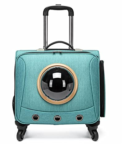 Haustier-Reisetransportbox für Hunde und Katzen, Premium-Katzen-/Hundetransporttasche mit Rollen, atmungsaktiver Trolley-Transport, Reisebox, Transportbox für Haustiere mit bequemem Kissen (Farbe
