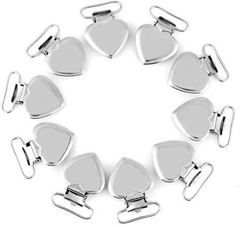 PerGar 10 Stück Herzförmige Hosenträger-Clips, Schnuller-Clips, Metall-Schnuller-Clip-Halter, Hosenträger-Clips-Halter, Befestigungs-Clips, Bettlaken-Clips, Befestigungs-Clips für Zuhause